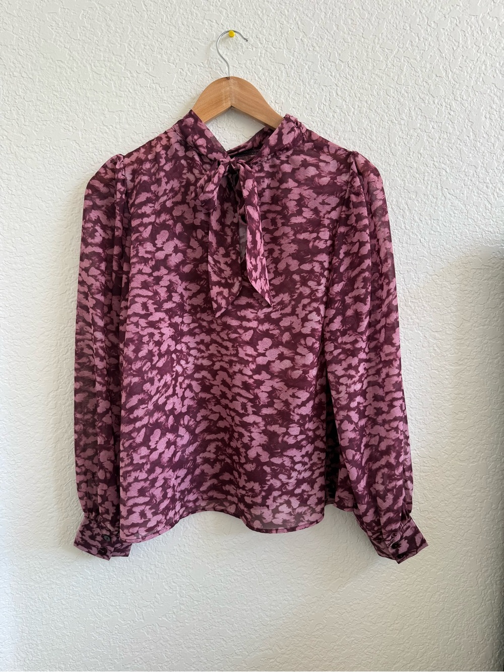 ASOS In The Style Tie-Neck Long Sleeve Blouse - Mauve Pink Purple 8